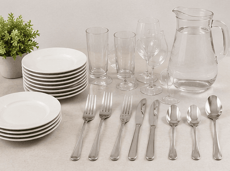 Provision of Cutlery, Plates, Glasses & Water